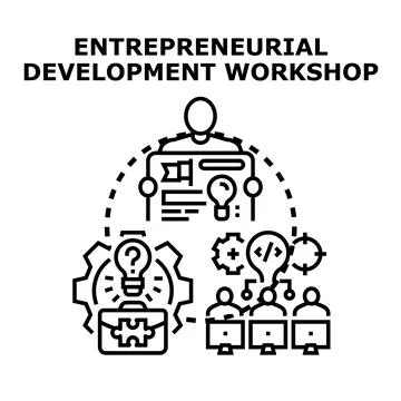 Entrepreneurial development workshop teaching business innovation teamwork Illustrazione stock