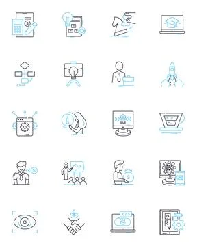 Entrepreneurial evolution linear icons set. Innovation, Growth, Resilience 스톡 일러스트
