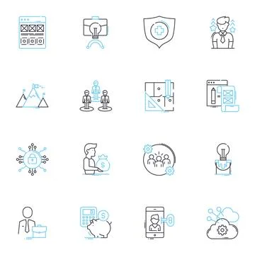 Entrepreneurial evolution linear icons set. Innovation, Growth, Resilience 스톡 일러스트