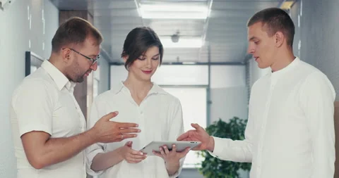 Entrepreneurs communicate in the office Video stock 159134033