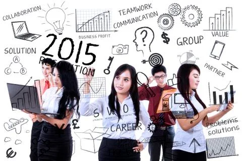 Entrepreneurs finding idea for resolutions Illustrazione stock