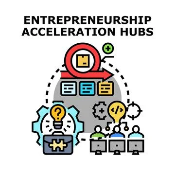 Entrepreneurship acceleration hubs developing startups and innovation strat.. Stock Illustration