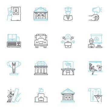 Entrepreneurship program linear icons set. Innovation, Startups, Leadership 스톡 일러스트