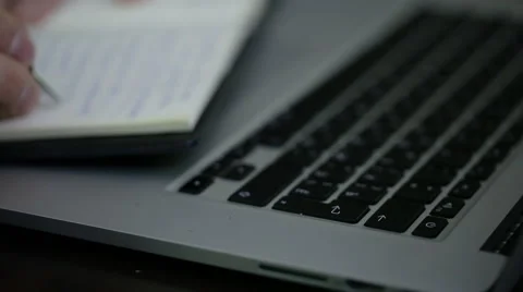 Entries in the diary, on a laptop Video stock 53828084