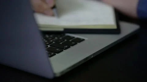 Entries in the diary, on a laptop. part 2 Stock Footage 53828368