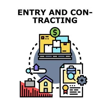 Entry and contracting business process concept illustration Illustrazione stock
