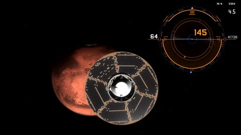 Entry and descent. Touchdown of spacecraft on Red Planet Stock Footage 152620158