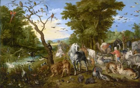 The Entry of the Animals into Noahs Ark 1613 The Noahs Ark was according to the Stock Illustration
