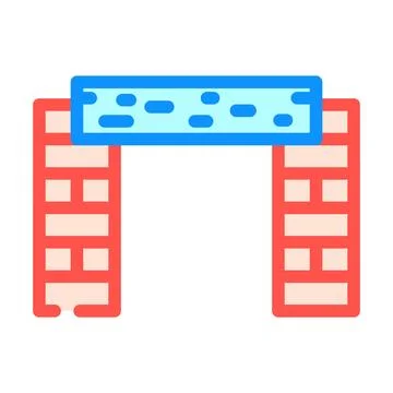 Entry arch connecting two brick wall columns Ilustración de archivo