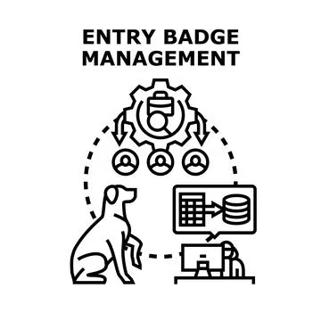 Entry badge access security system management Stock Illustration