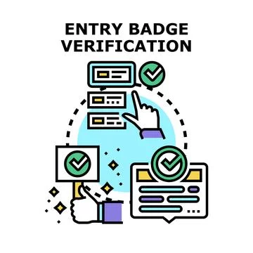 Entry badge verification system concept with digital identification Stock Illustration