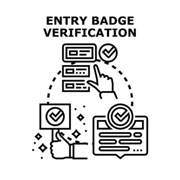 Entry badge verification system concept with digital identification Stock Illustration