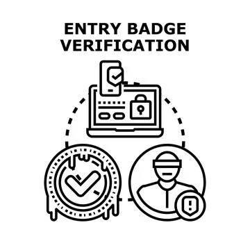 Entry badge verification system for secure access control Stock Illustration