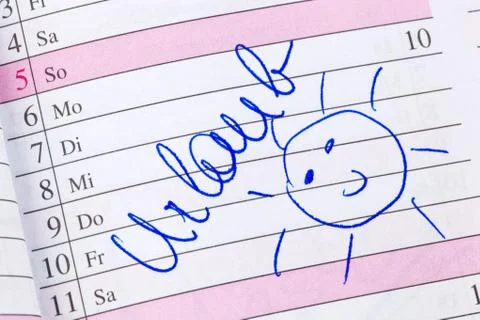 Entry in the calendar: holidays Stock Photos