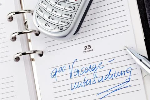 Entry in the calendar: screening Foto stock