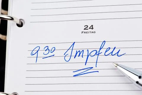 Entry in the calendar: vaccinate Foto stock