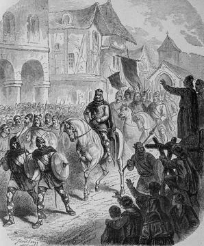 Entry of charle martel in paris 715 ,editeur lahure 1880 Stock Illustration