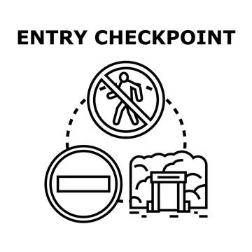 Entry checkpoint concept with restricted access icon Stock Illustration