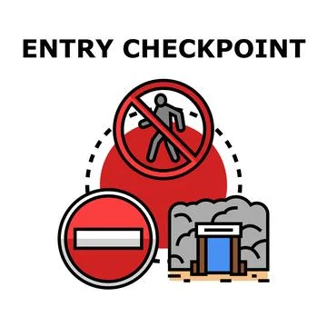 Entry checkpoint concept with restricted access icon Stock Illustration