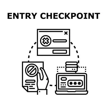 Entry checkpoint concept validating access and security protocols Stock Illustration