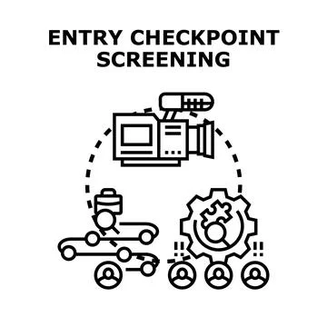 Entry checkpoint screening process providing security service Stock Illustration