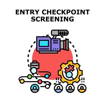 Entry checkpoint screening process providing security service 스톡 일러스트