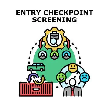 Entry checkpoint screening process for security and inspection Stock Illustration