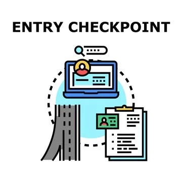 Entry checkpoint verification with online security and identification イラスト素材