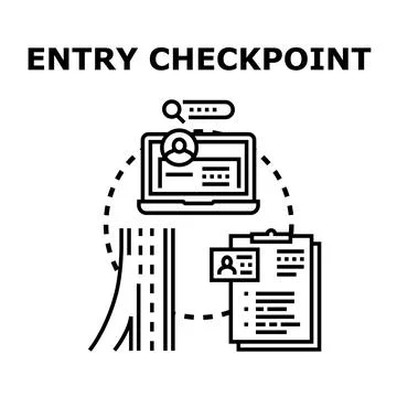 Entry checkpoint verification with online security and identification Stock Illustration