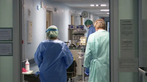 Entry into Covid-19 department Stock Footage 128167129