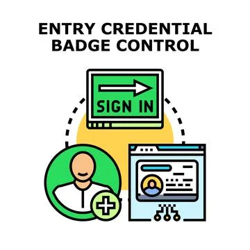 Entry credential badge control sign in system Stock Illustration