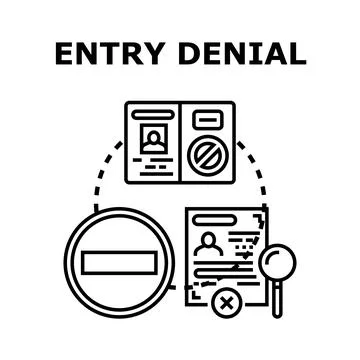 Entry denial concept with passport and refusal documents Illustrazione stock