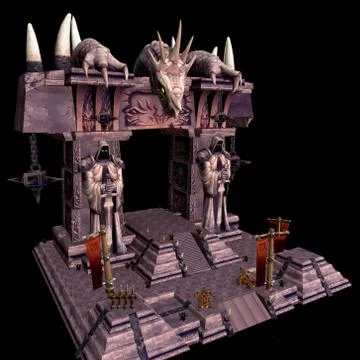 Entry door of hell, Horror dragon door with Sculpture Stock Photos