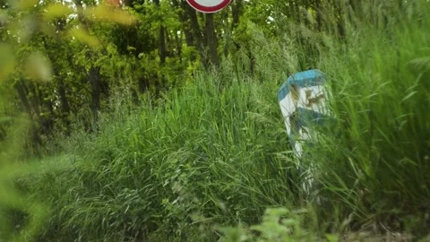 Entry into the forest a sign of forestry Stockbeeldmateriaal 132268731