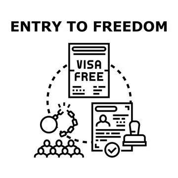 Entry to freedom concept for visa free travel Stock Illustration