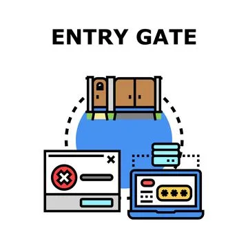 Entry gate access control system security concept Illustrazione stock