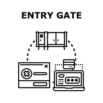 Entry gate access control system security concept 스톡 일러스트