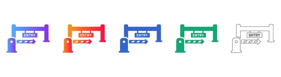 Entry Gate Barrier Icons in Multiple Styles icon set Illustrazione stock