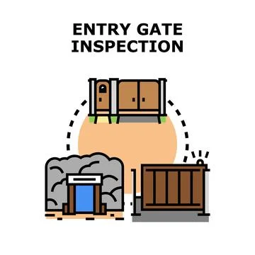 Entry gate inspection checking access control security system 스톡 일러스트