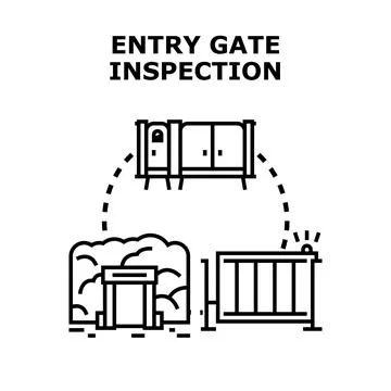 Entry gate inspection checking access control security system Illustrazione stock