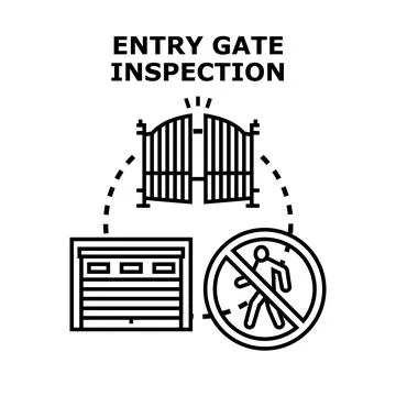 Entry gate inspection services securing property access Stock Illustration