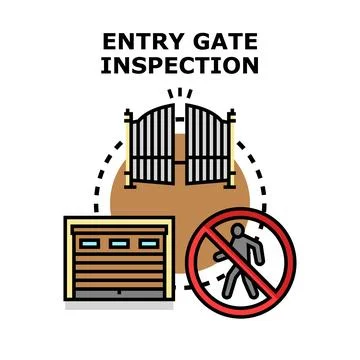 Entry gate inspection services securing property access Stock Illustration