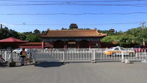 Entry gate to Jingshan Park Stock Footage 203134466