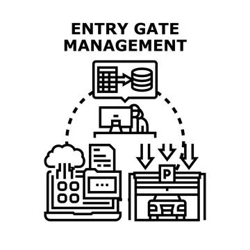Entry gate management system automating access control Stock Illustration