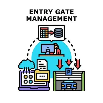 Entry gate management system automating access control イラスト素材