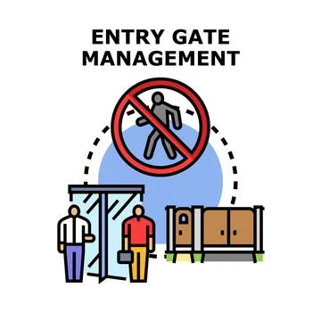 Entry gate management system securing access control Illustrazione stock