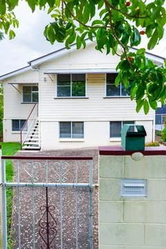 Entry gate into a private property Stock Photos