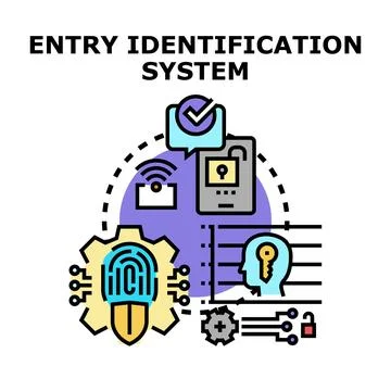 Entry identification system implementing biometric verification access Stockillustratie