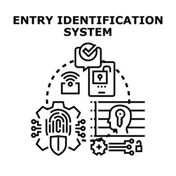 Entry identification system implementing biometric verification access Stock Illustration