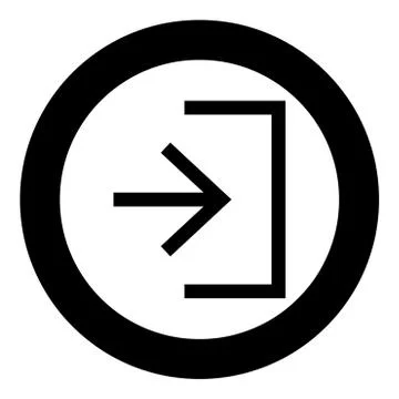 Entry input enter door icon black color in circle round Stock Illustration